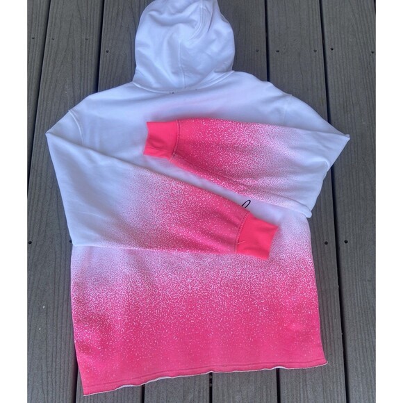 VIE+RICHE Large White Pink Gradient Hoodie Graphic Streetwear 3D Face Pullover - Picture 3 of 16